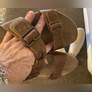 Dansko Rosie Womens Brown Leather Cork Sole Adjustable Sandals Size 37/US 6.5-7